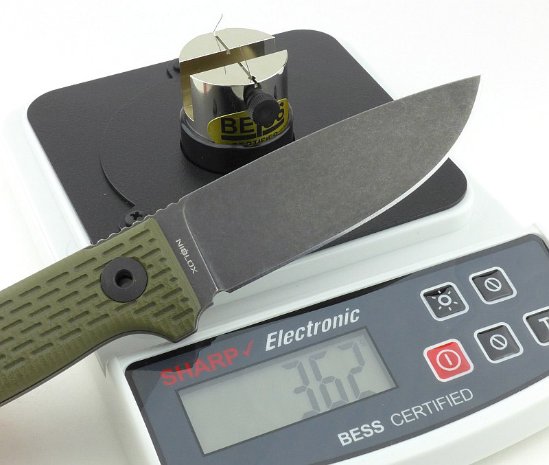 How sharp is our knife? Determine it with a kitchen scale and fishing line.  Edge On Up BESS Scale 