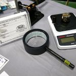 The testing equipment, a CATRA Hobbigoni, Edge On Up PT50A, and SET.