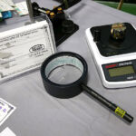 The testing equipment, a CATRA Hobbigoni, Edge On Up PT50A, and SET.