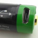 The supplied 14500 has a micro-USB charging port.