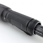 With the long-travel positive contact, when inserting a 14500 this is how far it sticks out to start with.