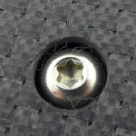 A closer look at the handle Carbon Fibre / G-10 Laminate texture, here shown with the pivot bolt.