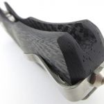 Looking along the one-piece handle shows the sculpted shape of the grip.