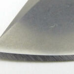 The edge bevel width has been kept consistent over the entire cutting edge, despite the geometry and thicker tip.