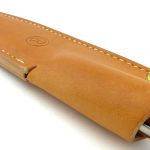 The majority of the sheath is a single folded piece of leather.