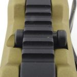 A small sliding lock (unlocked).