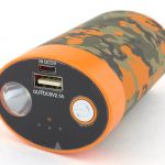 In and Out USB connections, plus a switch.