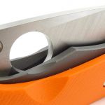 All edges you can touch are bevelled with scallops for access to the opening hole.