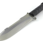 The cleaned blade no longer covered in oil.