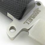 A finger guard is incorporated into the blade steel.